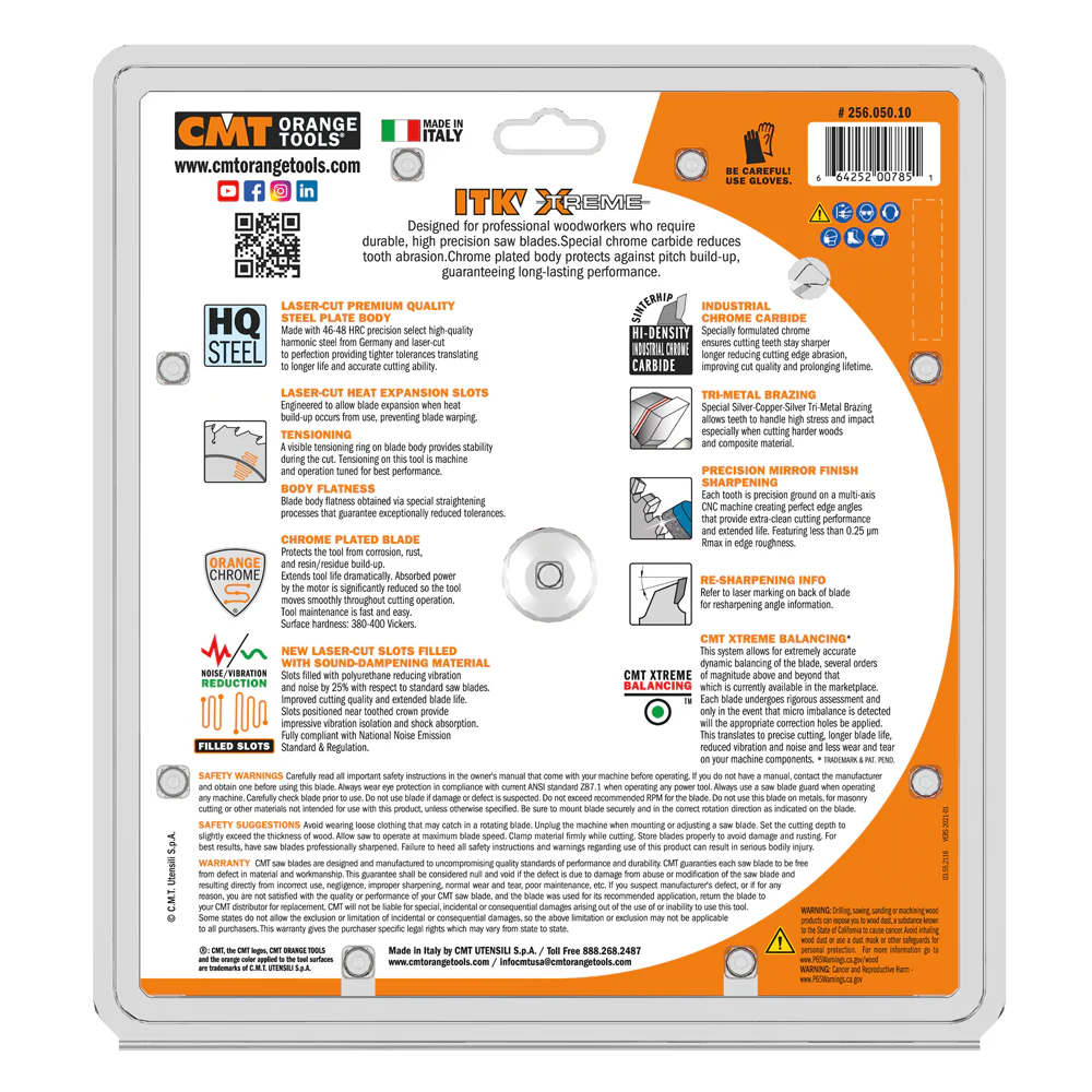 CMT 256.050.10 ITK XTREME 10-In x 50Teeth Wood Saw Blade for Combination Cutting - Image 6