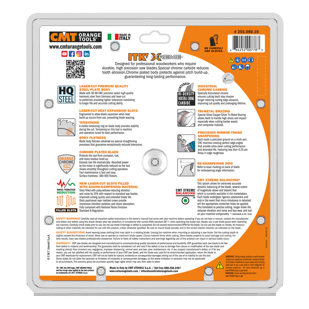 CMT 255.080.10 ITK XTREME 10-In x 80Teeth Wood Saw Blade for Ultra-Fine Finish Cross Cutting - Image 5