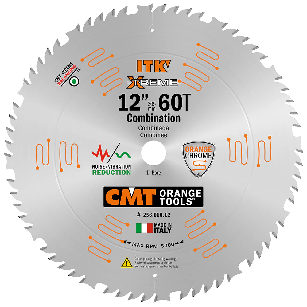 CMT 256.060.12 ITK XTREME 12-In x 60Teeth Wood Saw Blade for Combination Cutting