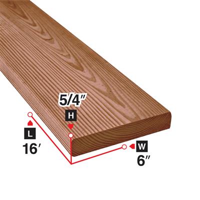 5/4 in. x 6 in. x 16 ft. Brown Pressure Treated Decking Board