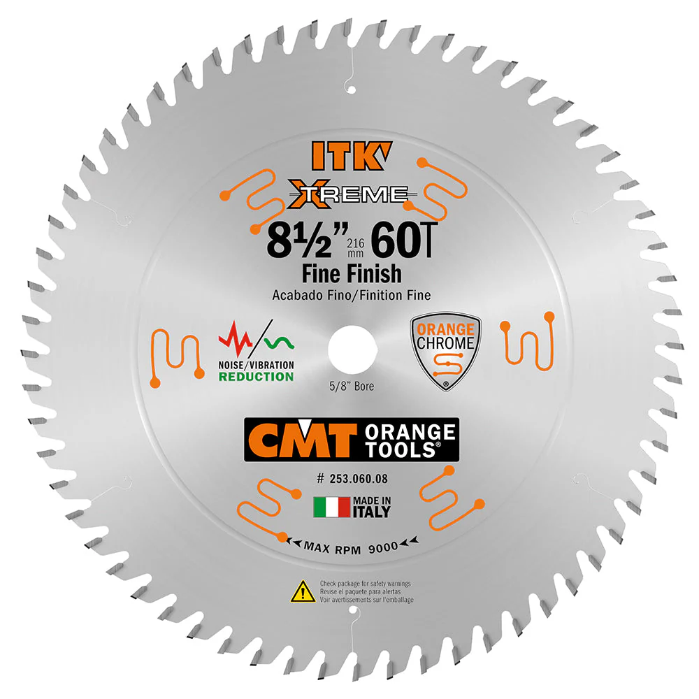 CMT 253.060.08 ITK XTREME 8-1/2-In x 60Teeth Wood Saw Blade for Fine Finish Cross Cutting
