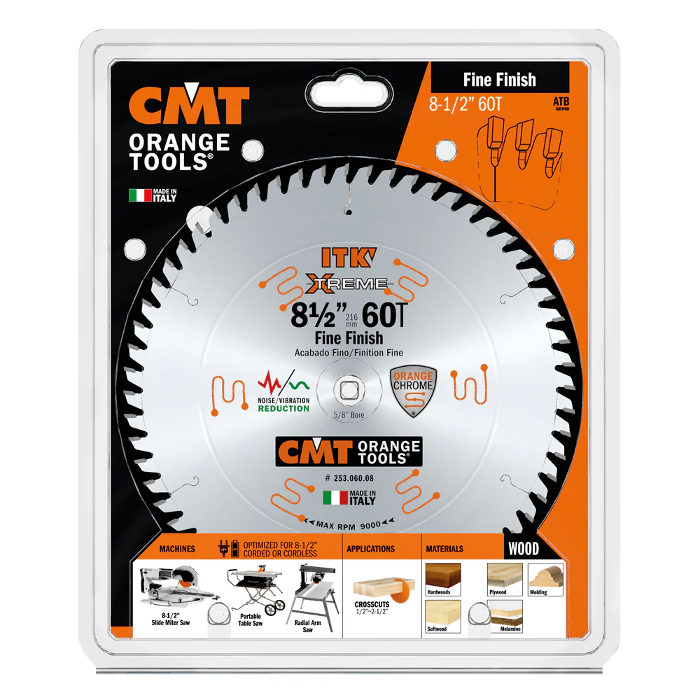 CMT 253.060.08 ITK XTREME 8-1/2-In x 60Teeth Wood Saw Blade for Fine Finish Cross Cutting - Image 4