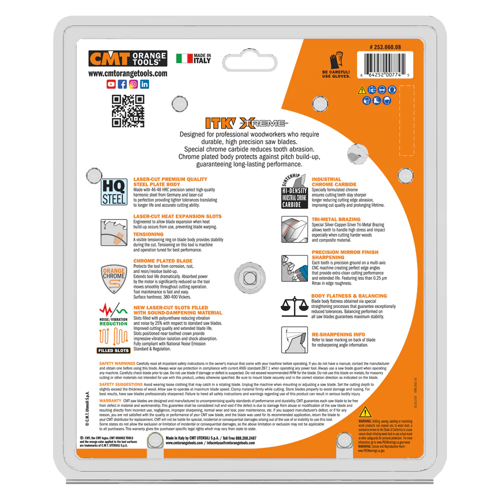 CMT 253.060.08 ITK XTREME 8-1/2-In x 60Teeth Wood Saw Blade for Fine Finish Cross Cutting - Image 5