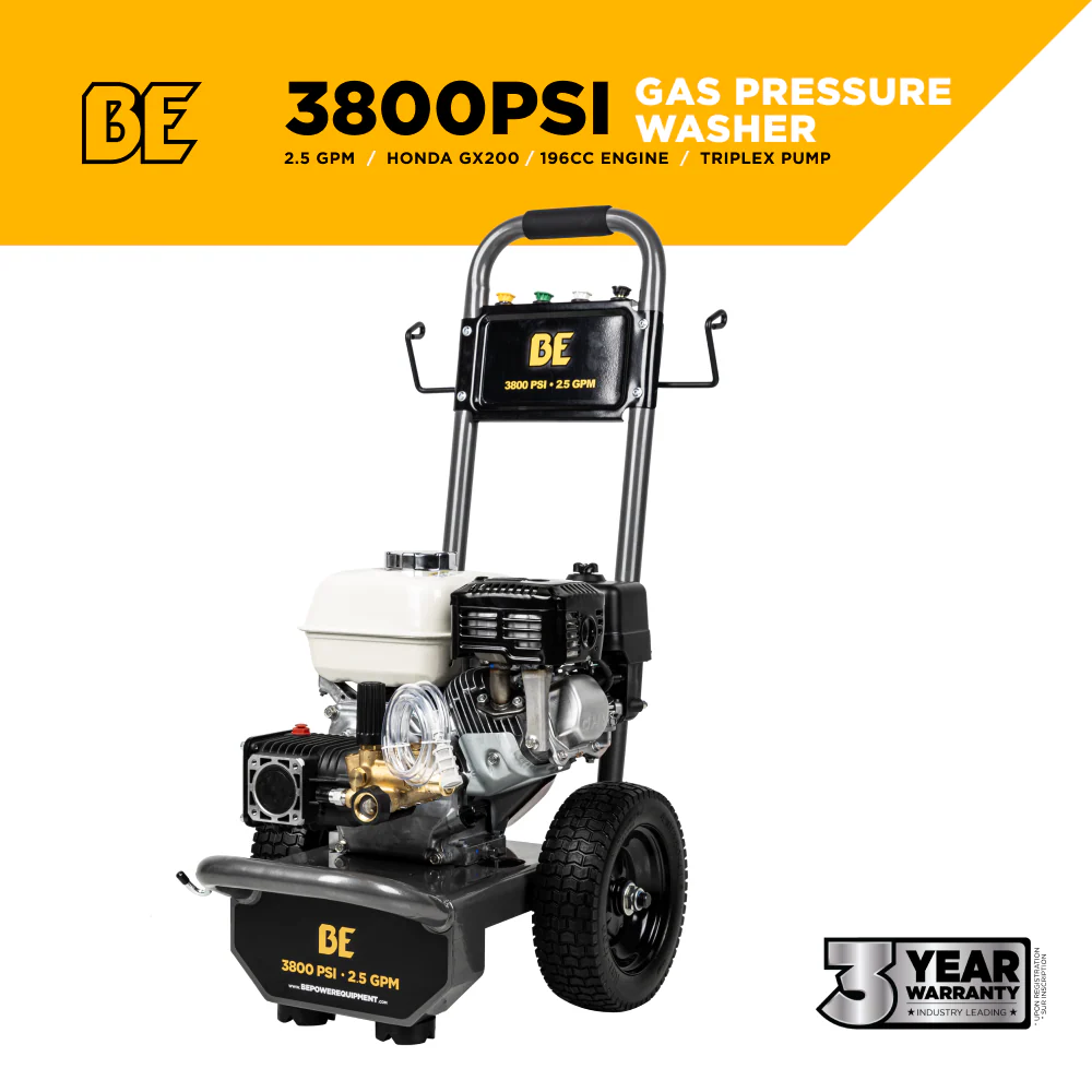 BE B3865HA 3,800 PSI - 2.5 GPM Cold Water Gas Pressure Washer with Honda GX200 Engine - Image 2