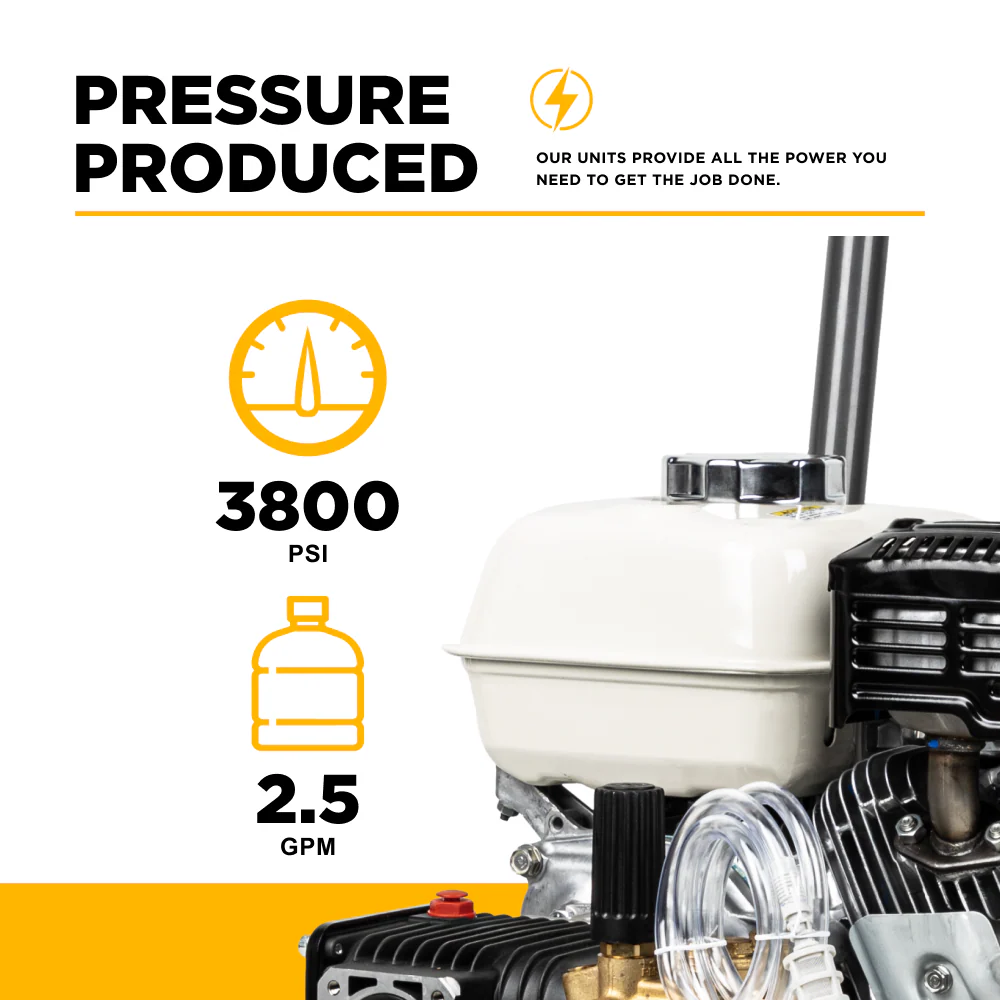 BE B3865HA 3,800 PSI - 2.5 GPM Cold Water Gas Pressure Washer with Honda GX200 Engine - Image 4