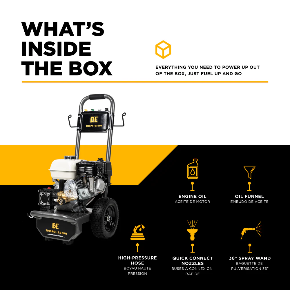 BE B3865HA 3,800 PSI - 2.5 GPM Cold Water Gas Pressure Washer with Honda GX200 Engine - Image 5