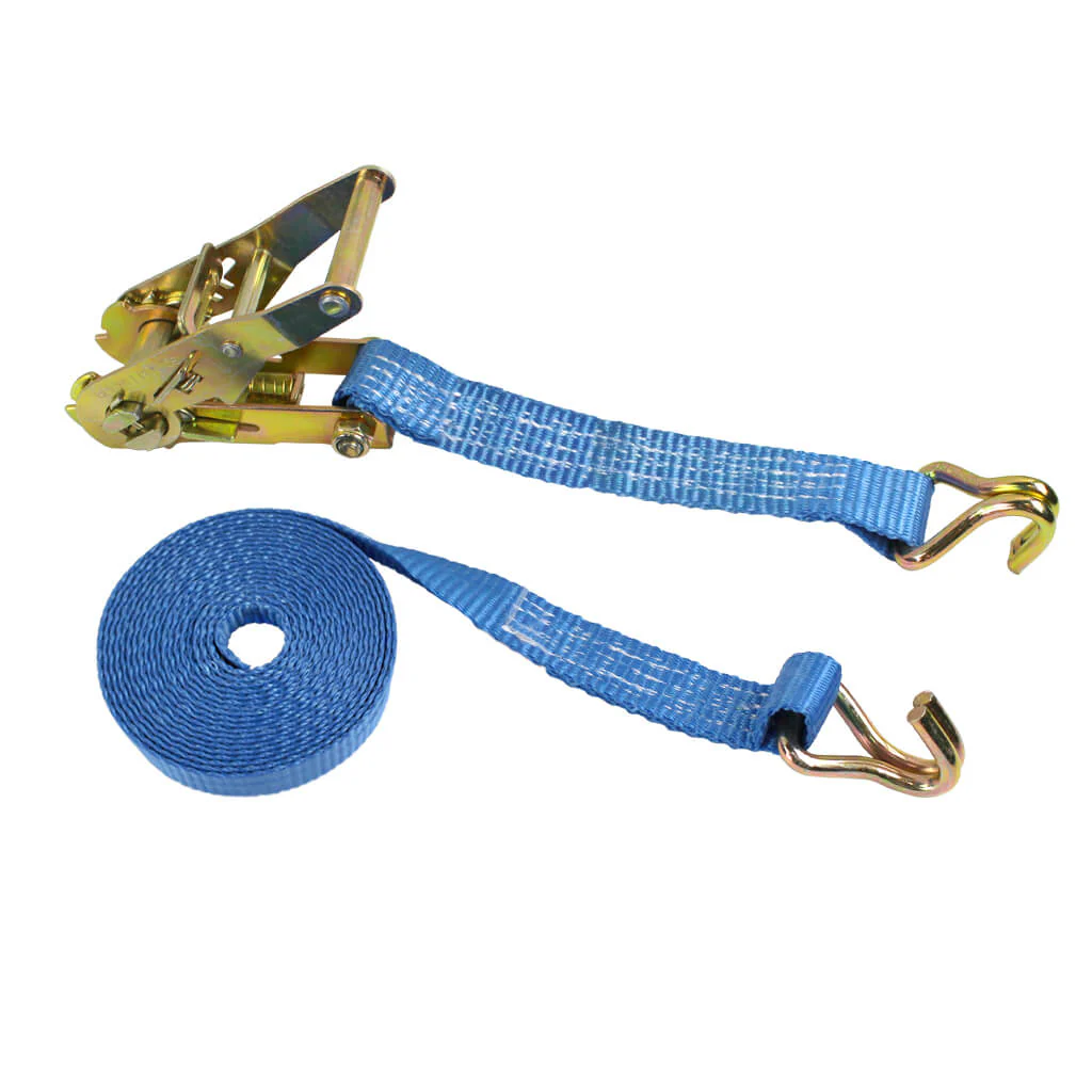 Ben-Mor RSWH1-12BLUE 1100 lb Stainless Steel Polyester Tie-Down Ratchet Strap with Wire Hook - Image 2