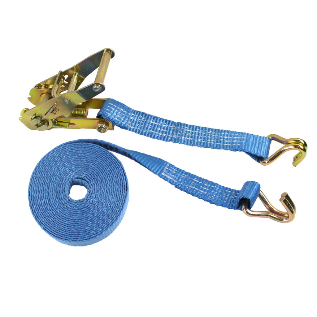 Ben-Mor RSWH1-16BLUE 1100 lb Stainless Steel Polyester Tie-Down Ratchet Strap with Wire Hook - Image 2