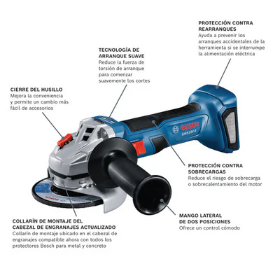 Bosch GWS18V-8N 18V Brushless 4-1/2 Inches Angle Grinder with Slide Switch (Bare Tool) - Image 16