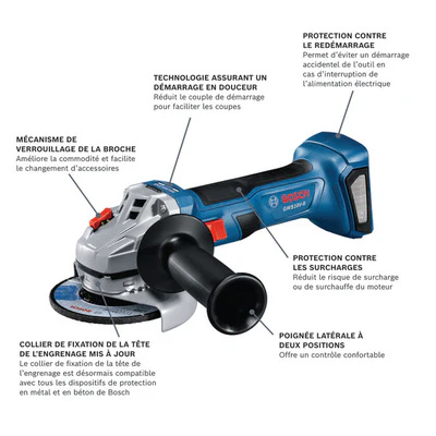 Bosch GWS18V-8N 18V Brushless 4-1/2 Inches Angle Grinder with Slide Switch (Bare Tool) - Image 17