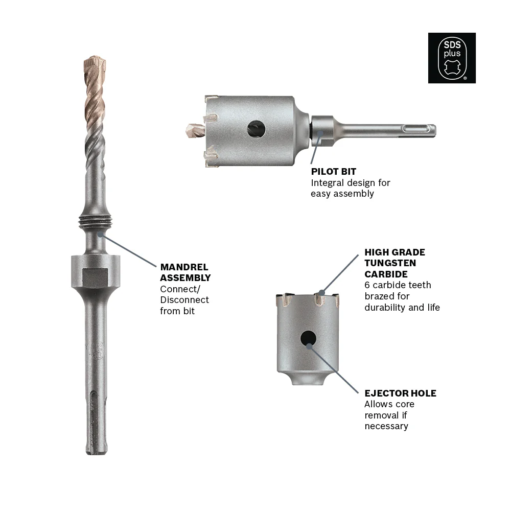 Bosch T3925SC 7 In. Extension SDS-plus® for SPEEDCORE™ Thin-wall Core Bits - Image 2