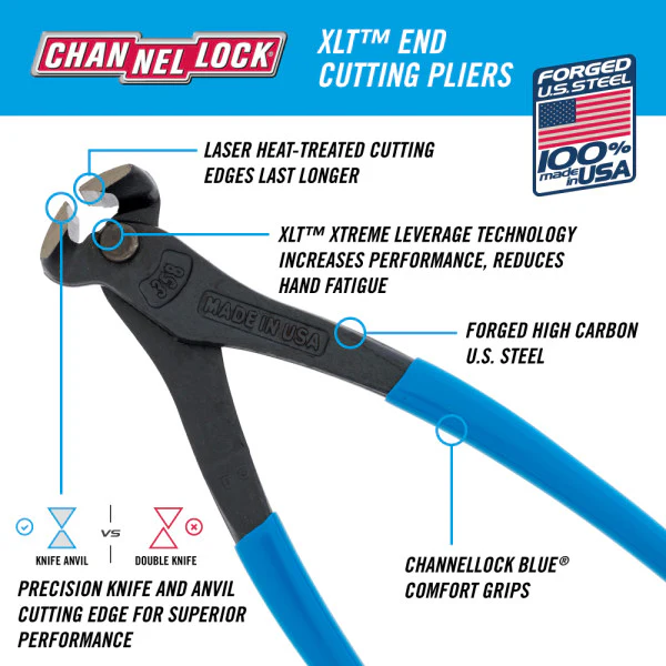 Channellock 358 8 in. XLT End Cutting Pliers - Image 3