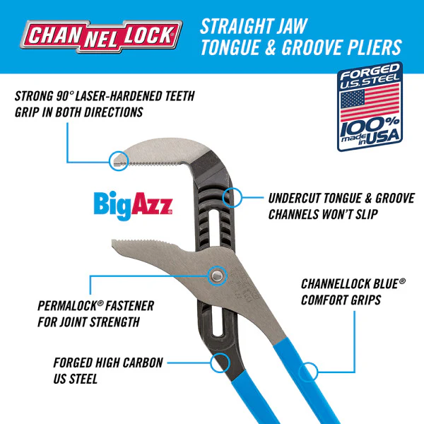 Channellock 480 20 in. BigAzz Straight Jaw Tongue And Groove Pliers - Image 4