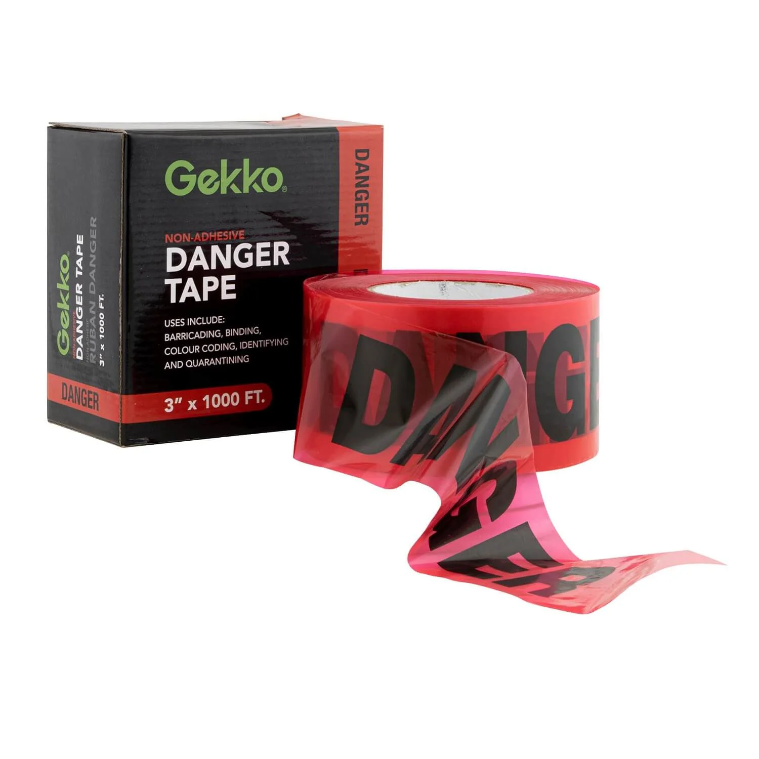 Gekko 3 in. x 1000 ft. Red Danger Safety Tape