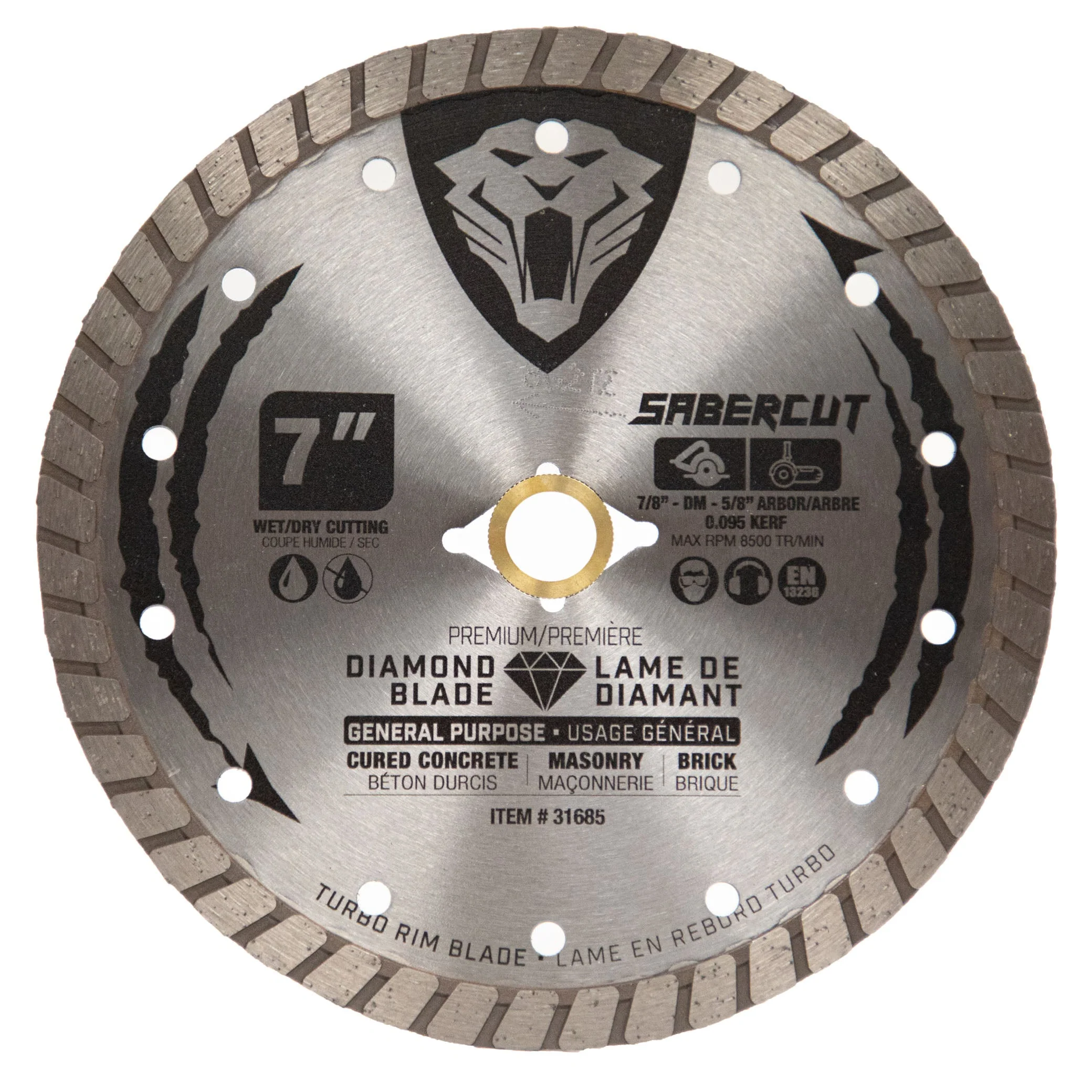 Sabercut 7 in. General Purpose Concrete, Brick & Masonry Turbo Continuous Diamond Blade