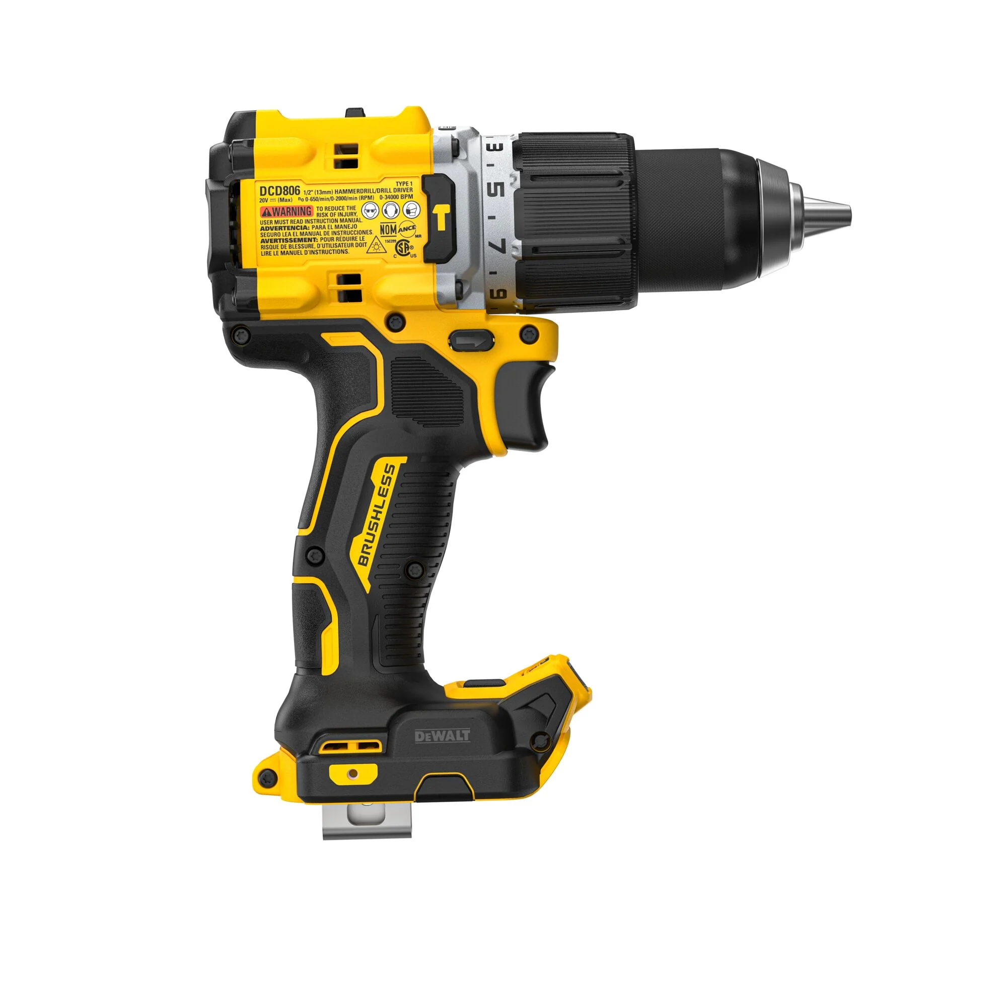 DeWalt DCD806B 20V MAX* XR Brushless Cordless 1/2 in. Hammer Drill (Tool Only) - Image 6