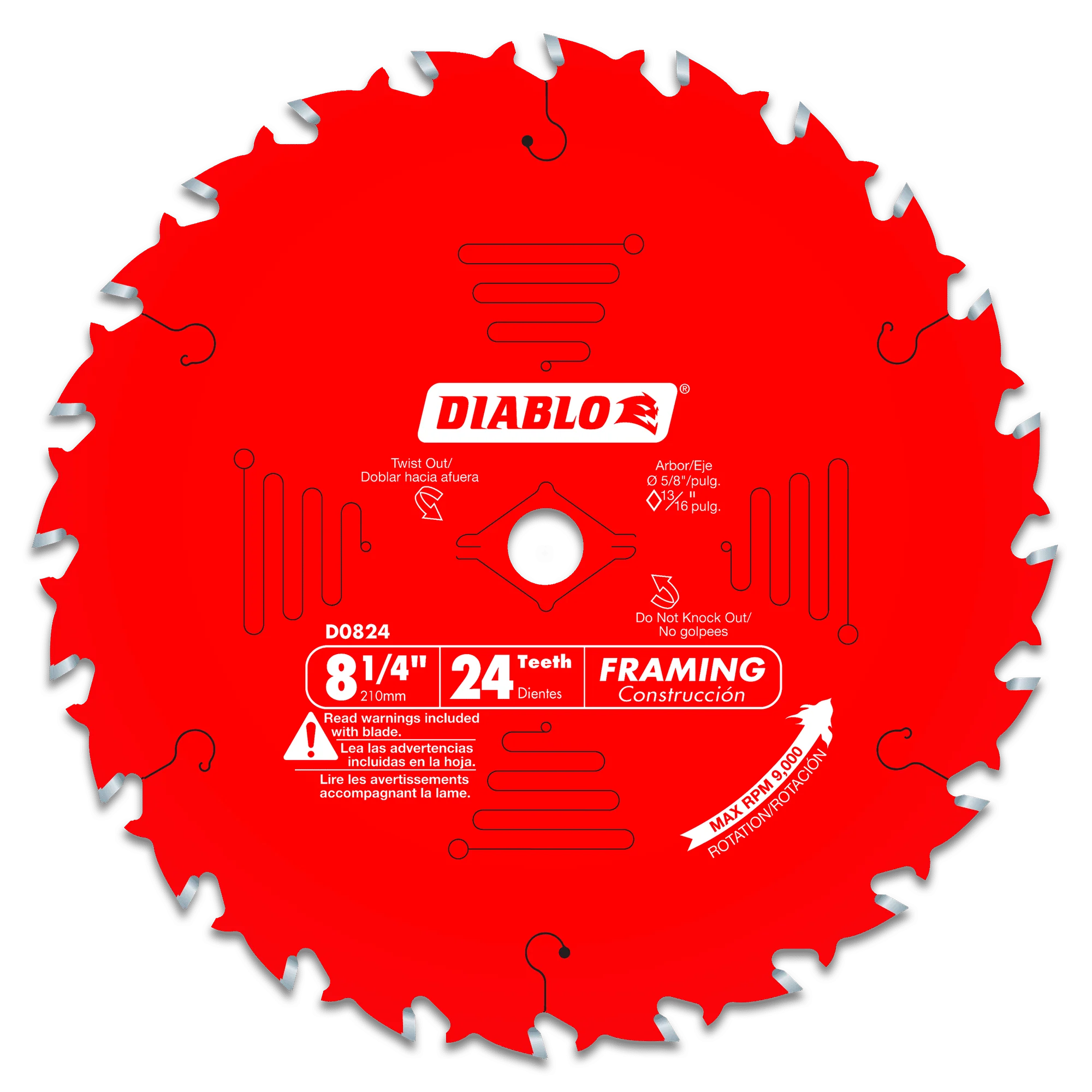 Diablo Tools D0824X 8-1/4 in 5/8 in 8000 rpm Saw Blade