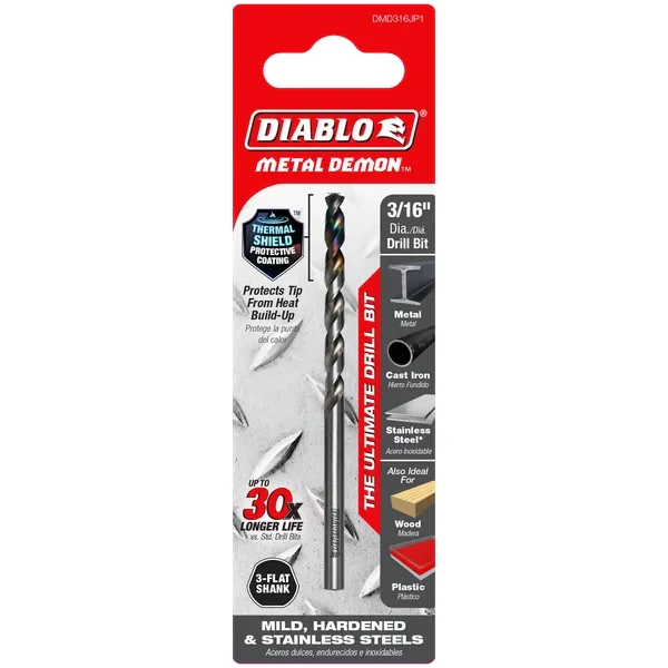 Diablo DMD316JP1 3/16 in. Metal Demon™ Drill Bit for Mild, Hardened and Stainless Steels - Image 2