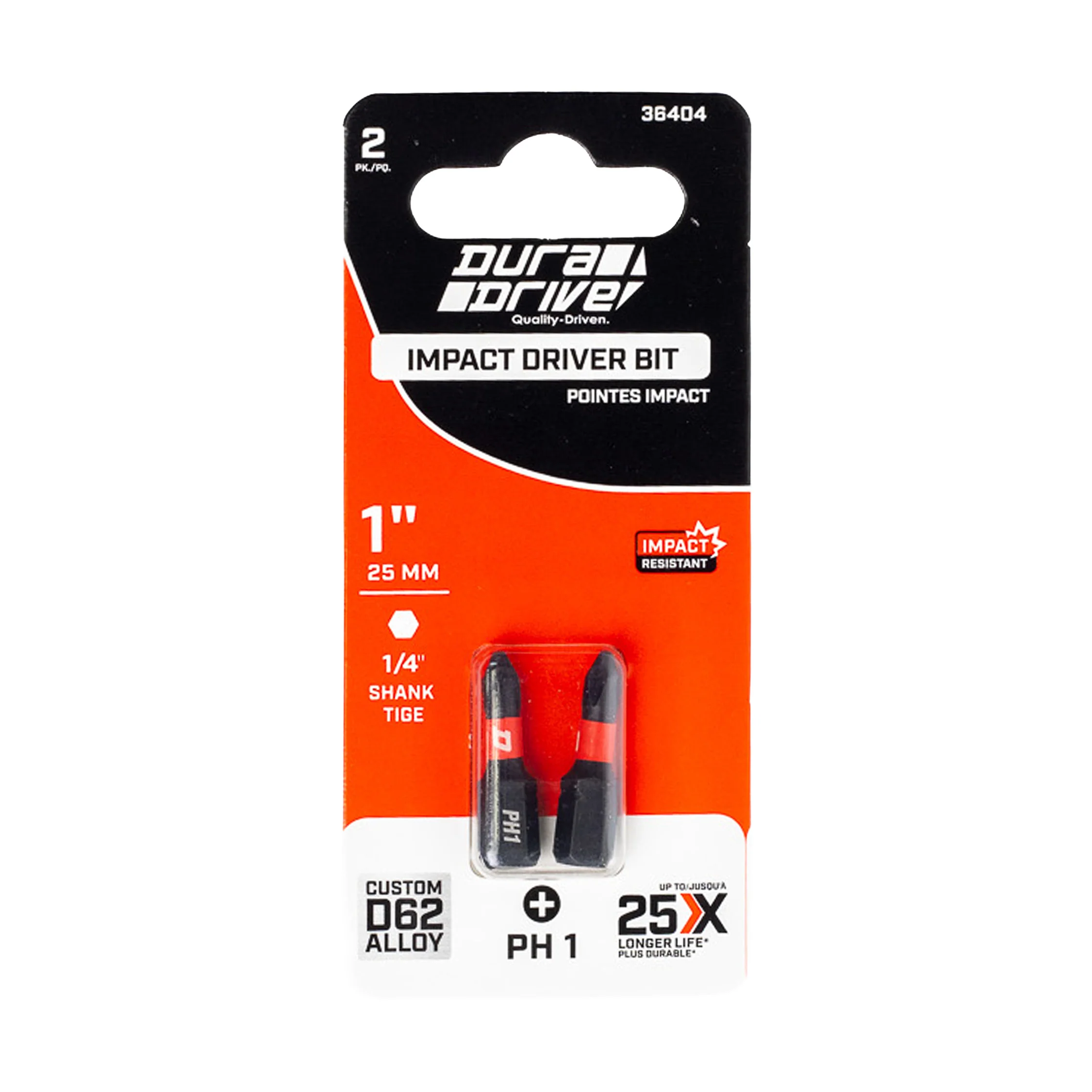 DuraDrive 2.0 PH1 x 1" Impact Driver Bit (2-Pack) - Image 2