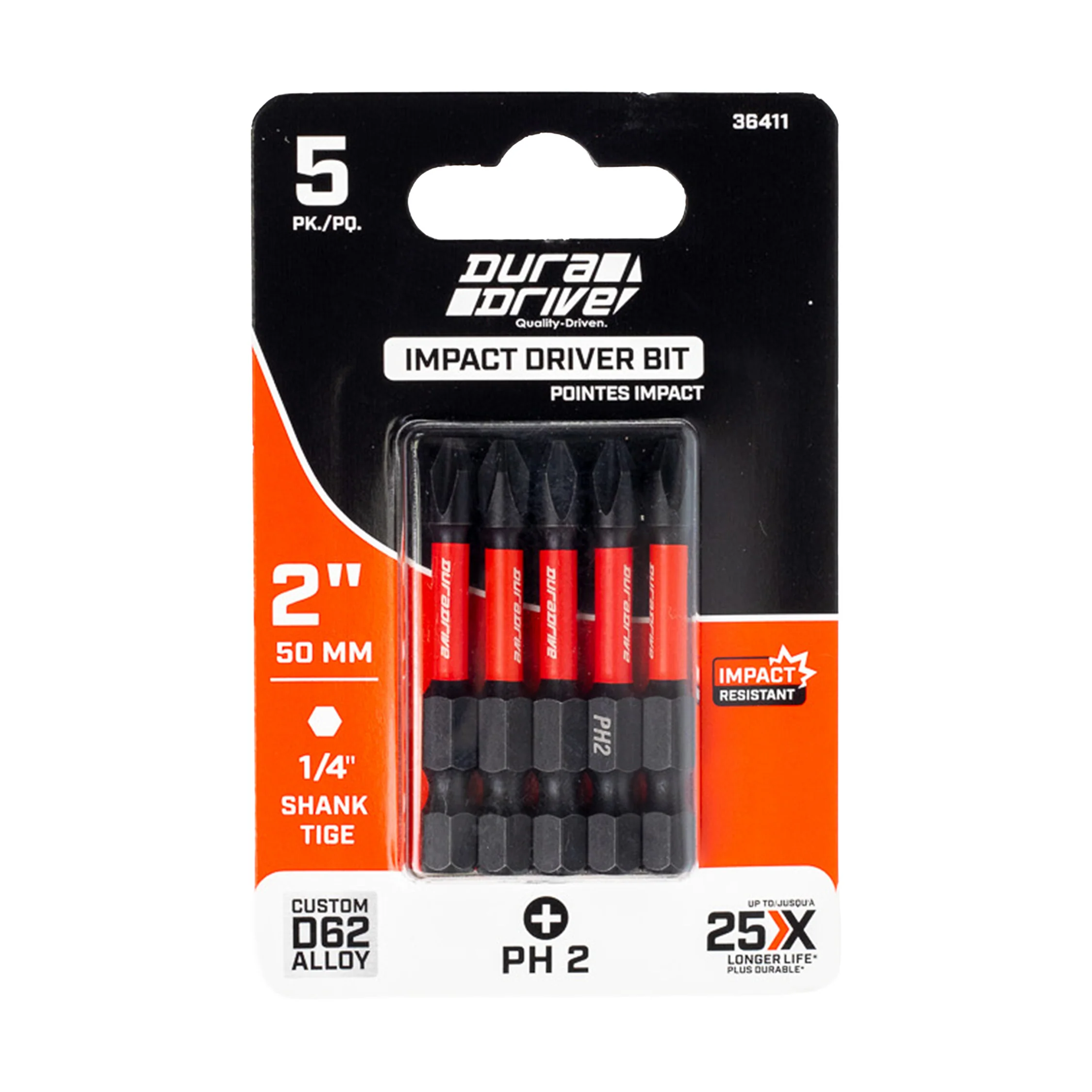 DuraDrive 2.0 PH2 x 2" Impact Driver Bit (5-Pack) - Image 2