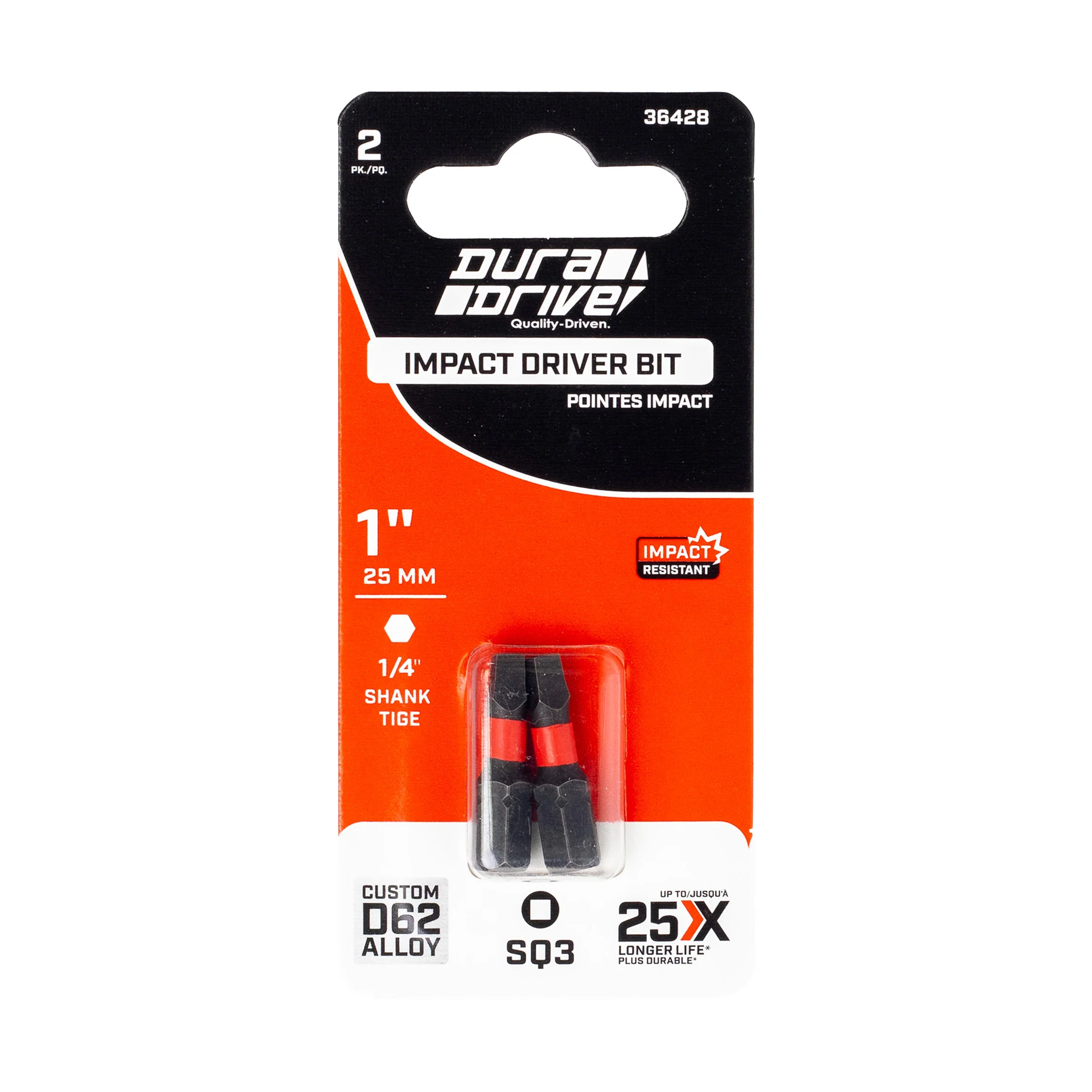 DuraDrive 2.0 SQ3 x 1" Impact Driver Bit (2-Pack) - Image 2