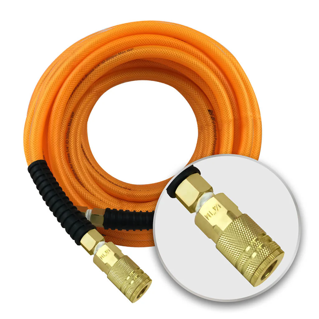 DuraDrive FO1475F 1/4 in. x 75 ft. Orange Hybrid Polyurethane Air Hose with Swivel Fitting - Image 2