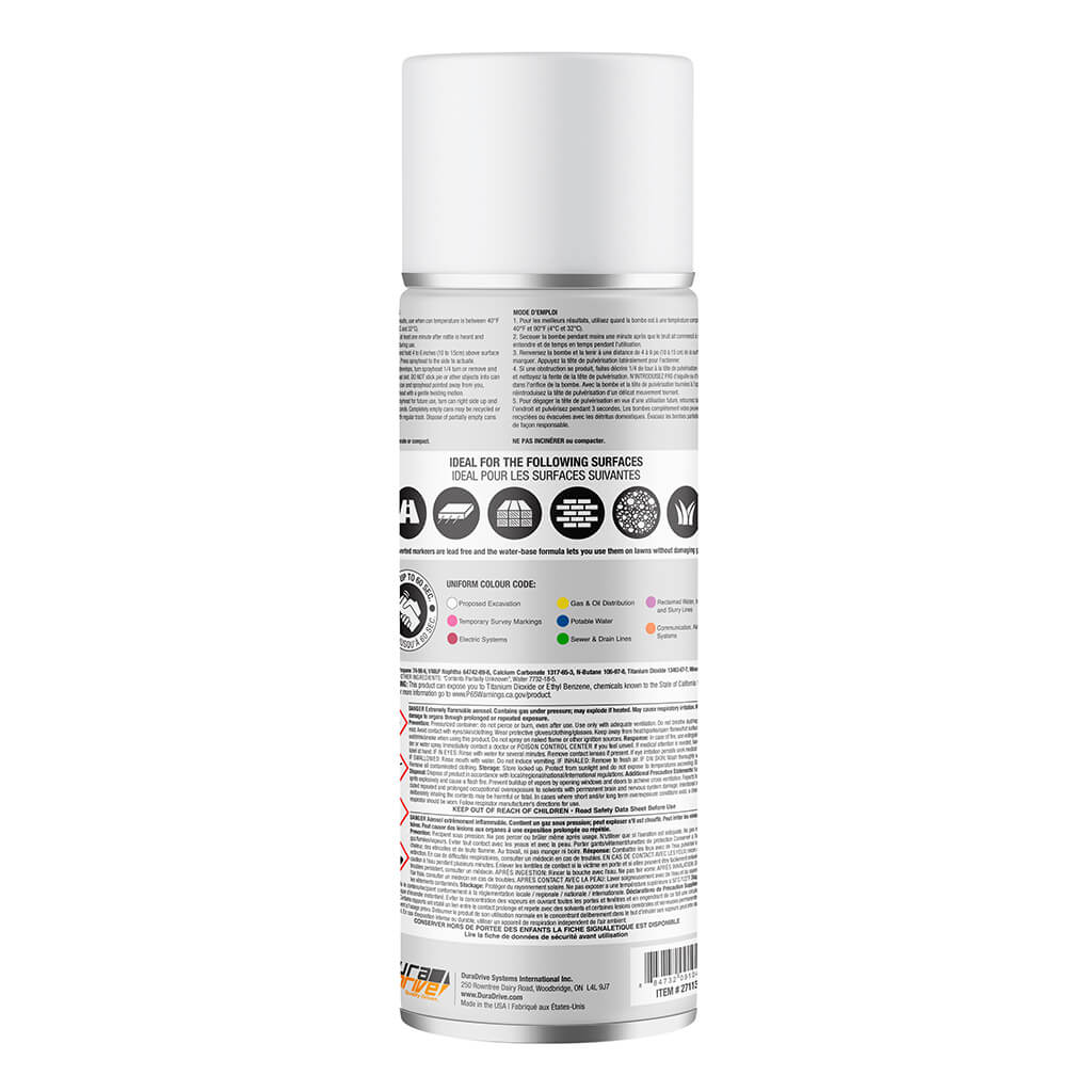 DuraDrive 16 oz. White Inverted Marking Spray Paint - Image 2