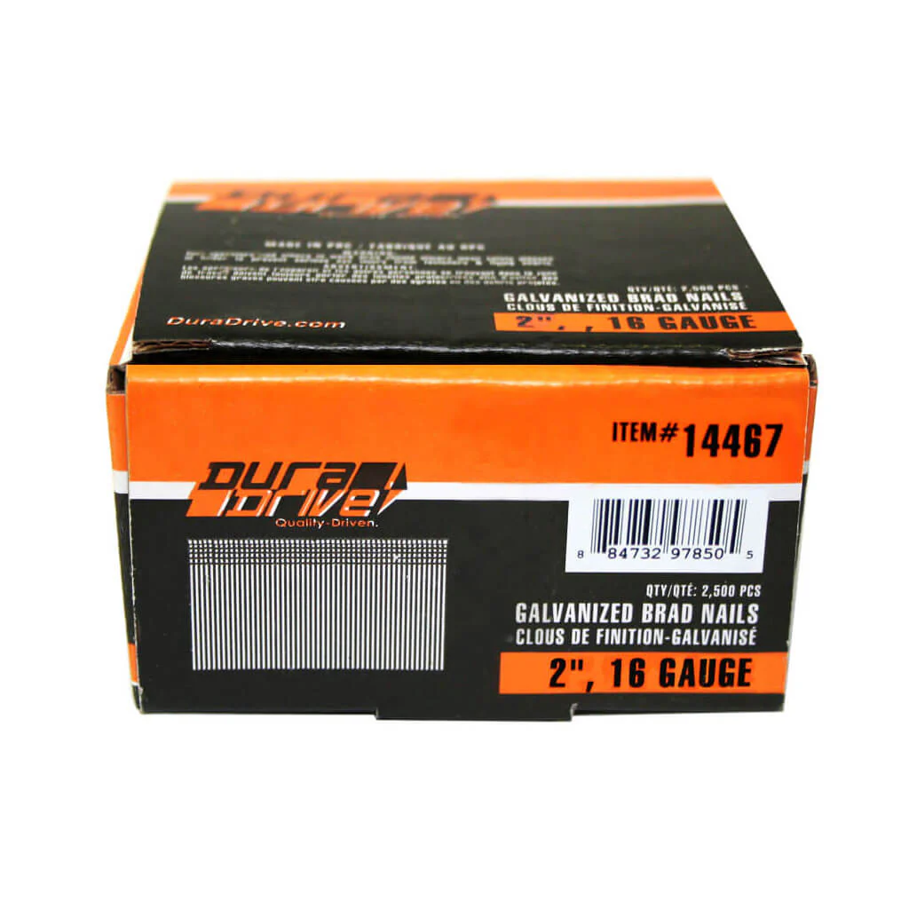 DuraDrive 2 in 16 Gauge Galvanized Finish Nails - 2500 Brads/Pack - Image 2