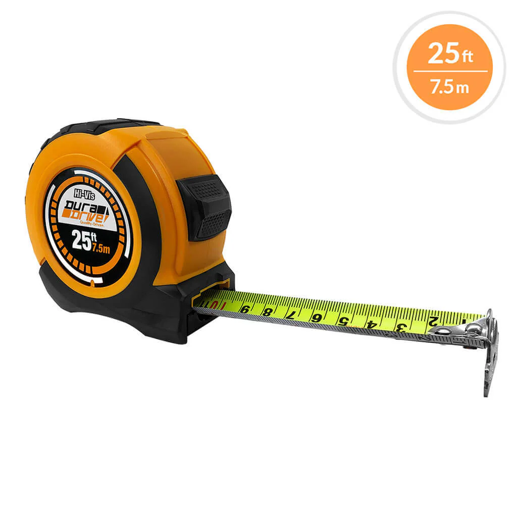 DuraDrive 7.5 m / 25 ft. Hi-Vis EZ-Read Double Sided Dual Hook Tape Measure