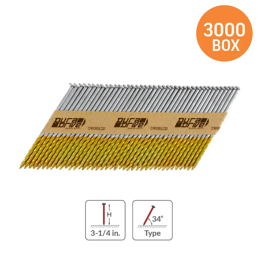 DuraDrive 3-1/4 in. 34-Degree Cold-Dip Galvanized Paper Strip Nails (3000-Box) - Image 2