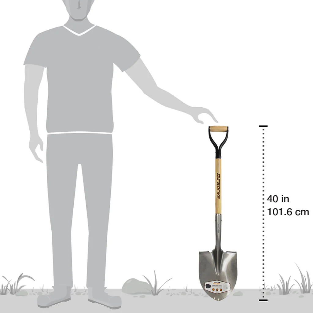 DuraDrive 40" Ash Wood D-Handle Round Point Shovel - Image 4