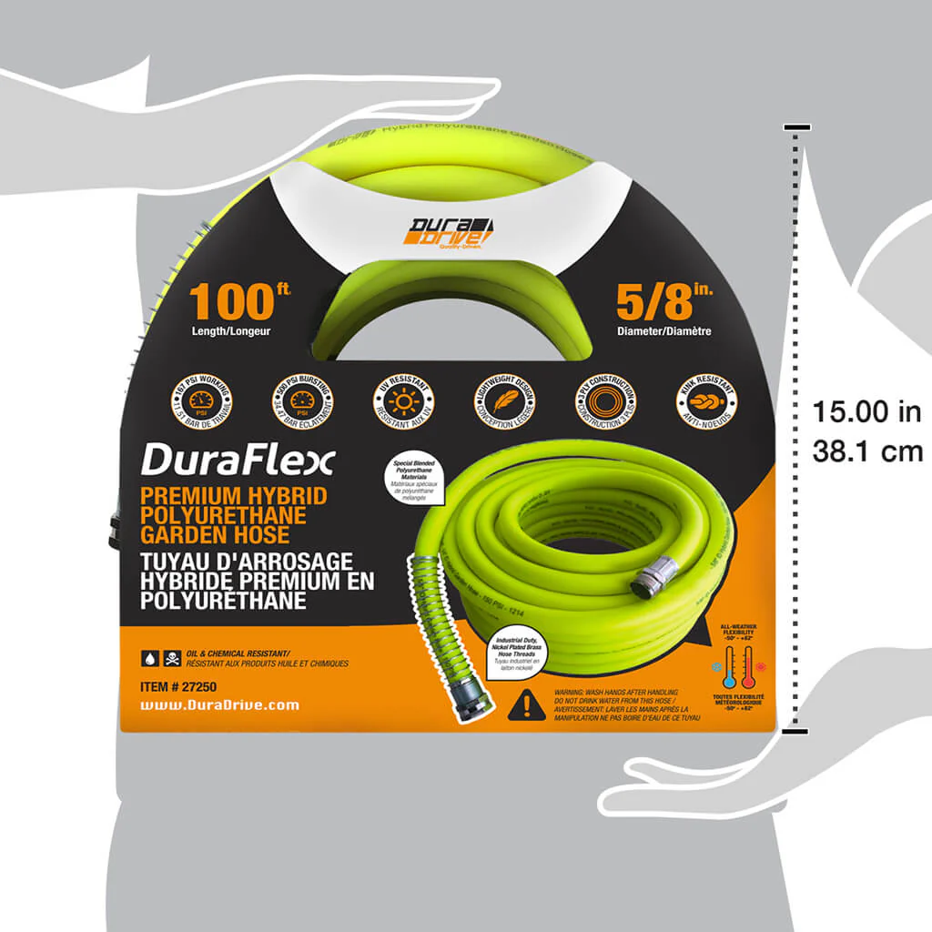 DuraDrive 5/8 in. x 100 ft. Lime Hybrid Polyurethane Garden Hose - Image 5