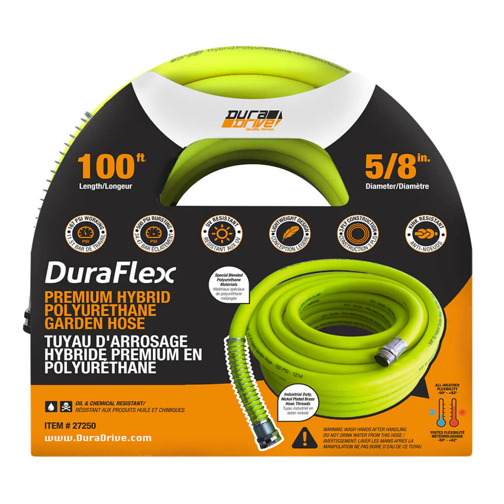 DuraDrive 5/8 in. x 100 ft. Lime Hybrid Polyurethane Garden Hose - Image 6