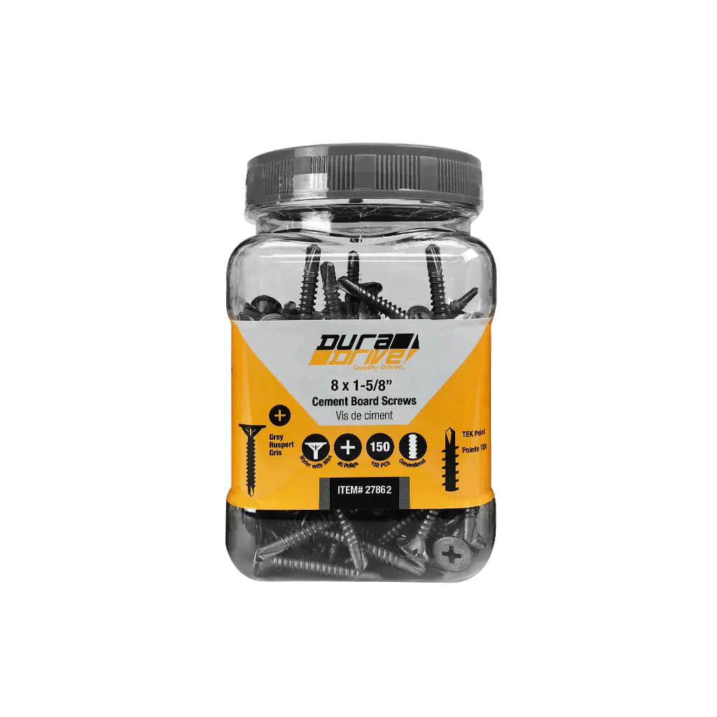 DuraDrive #8 x 1-5/8 in. Fine Thread Tek Point Cement Board Screws (150-Pack) - Image 2