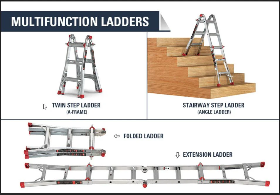 DuraDrive 17' Aluminum Multi Position Ladder, 300 Lbs. Grade 1A - Image 4