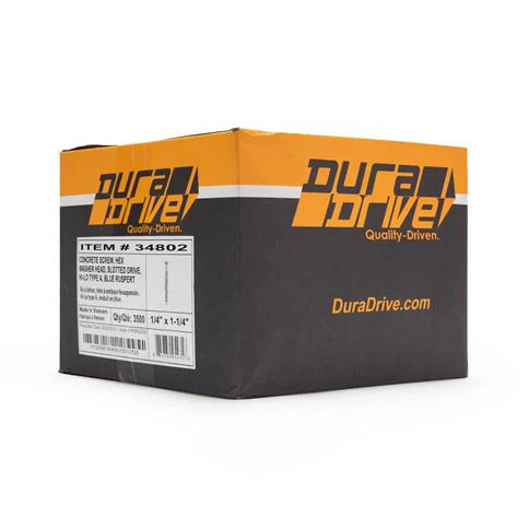DuraDrive 1/4 in. x 1-1/4 in. Hex Head Slot Drive Concrete Screws (3,500 Per Box) - Image 2
