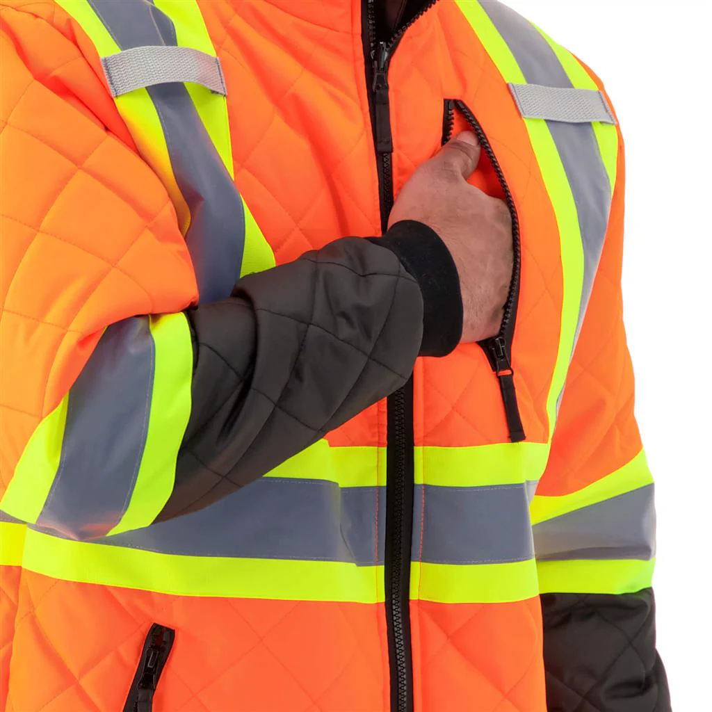 DuraDrive Men's Hi-Vis Lined Orange Freezer Jacket - Image 4