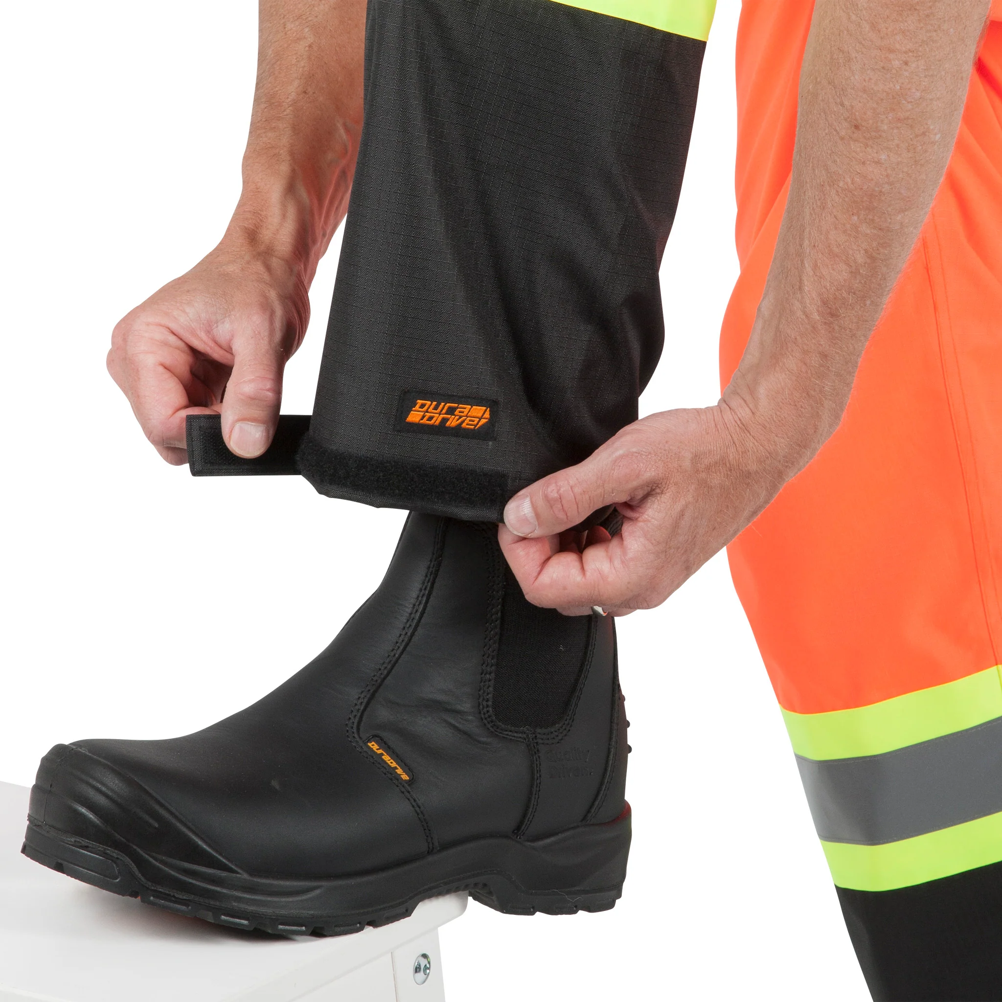 DURADRIVE MEN'S HI-VIS REFLECTIVE TAPE RIPSTOP RAIN PANTS - ORANGE - Image 5