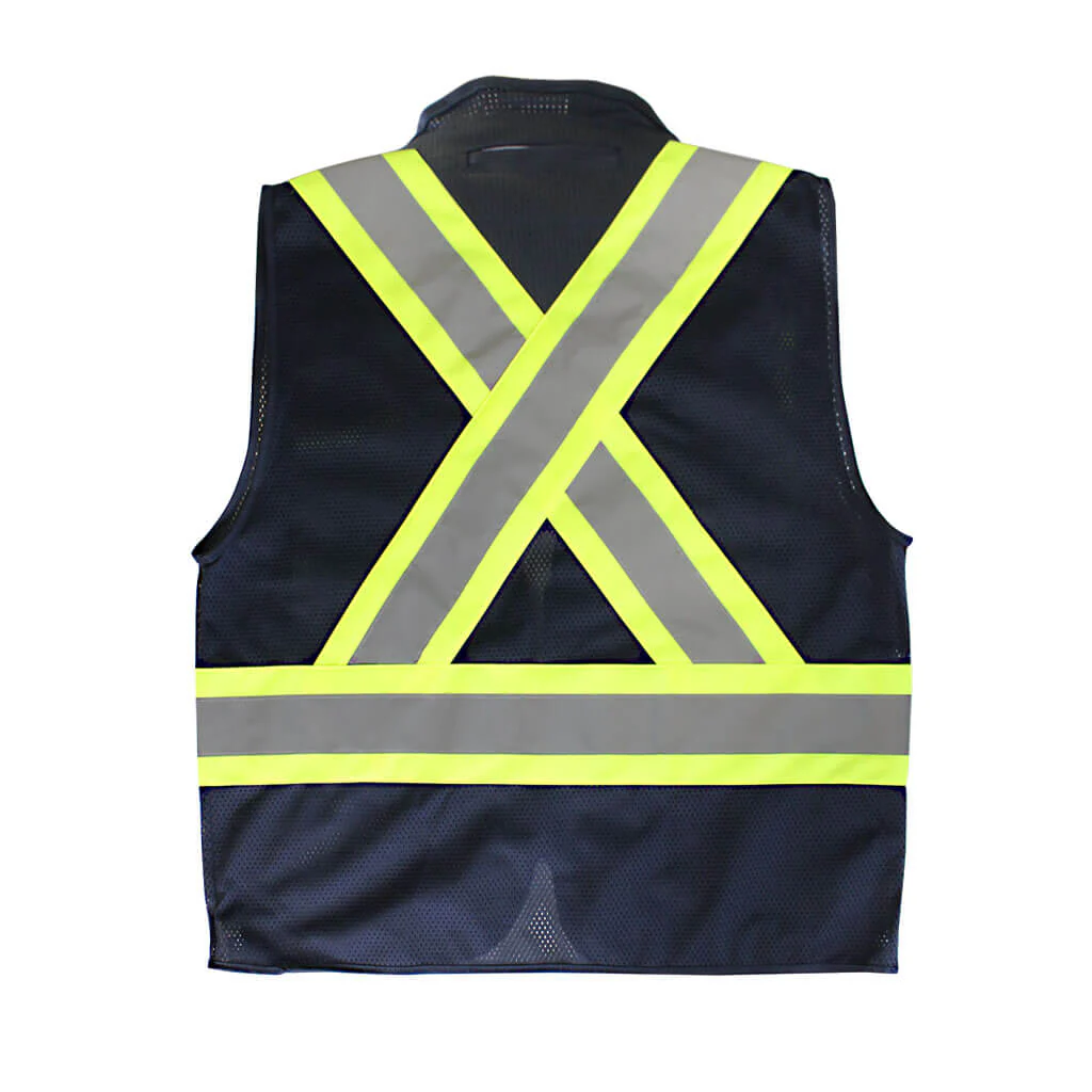 DuraDrive Men's Navy Hi-Vis Class 1 Level 2 Corn Mesh Tear-Away Safety Vest with Pockets - Image 3