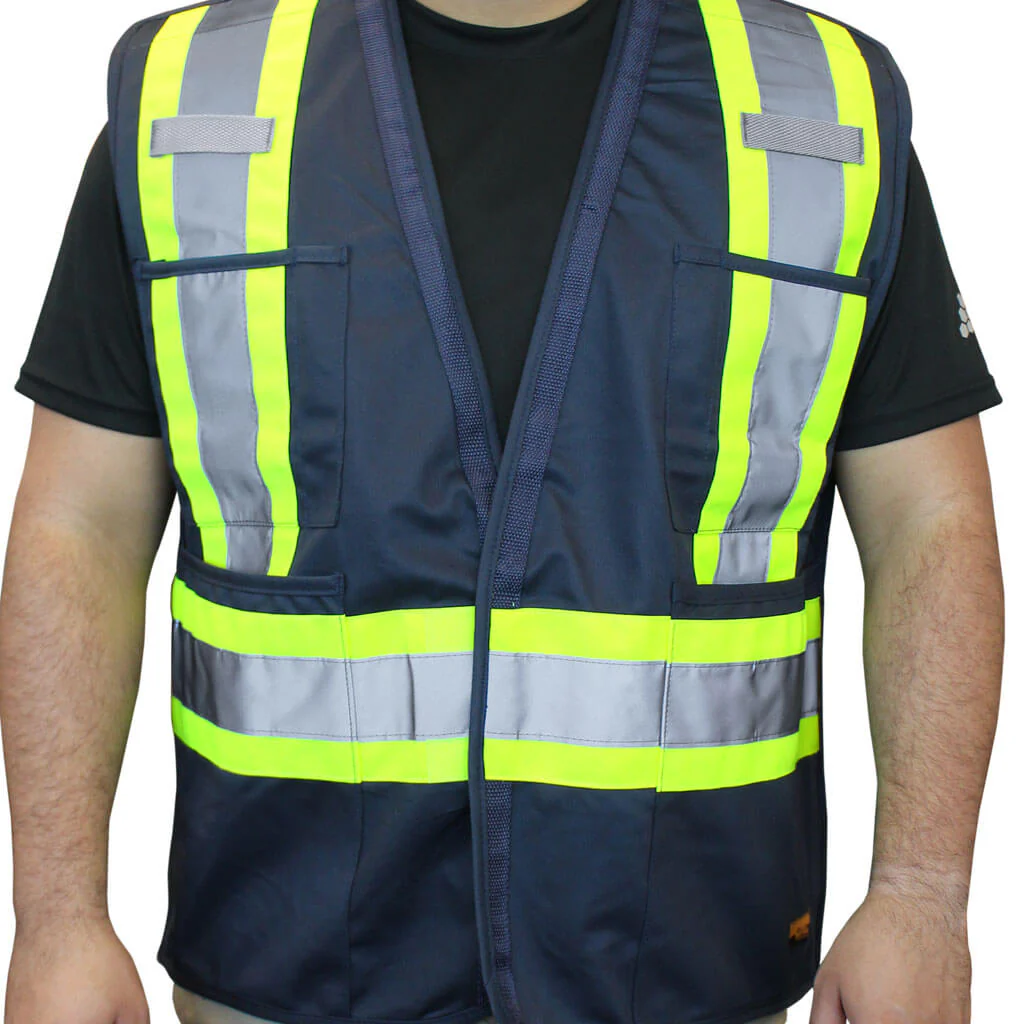 DuraDrive Men's Navy Hi-Vis Class 1 Level 2 Corn Mesh Tear-Away Safety Vest with Pockets - Image 4