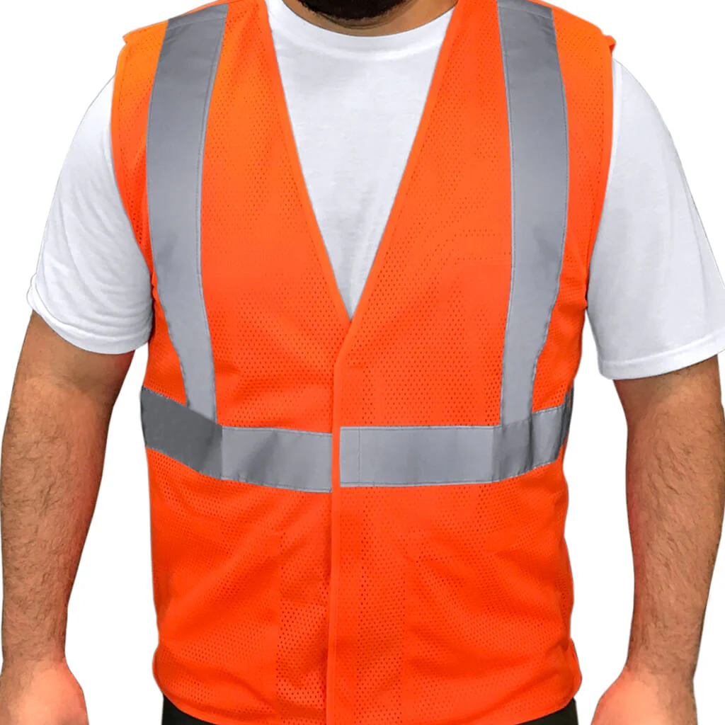 DuraDrive Men's Orange Hi-Vis Class 2 Level 2 Knitted Mesh Break-Away Safety Vest with Pockets - Image 4