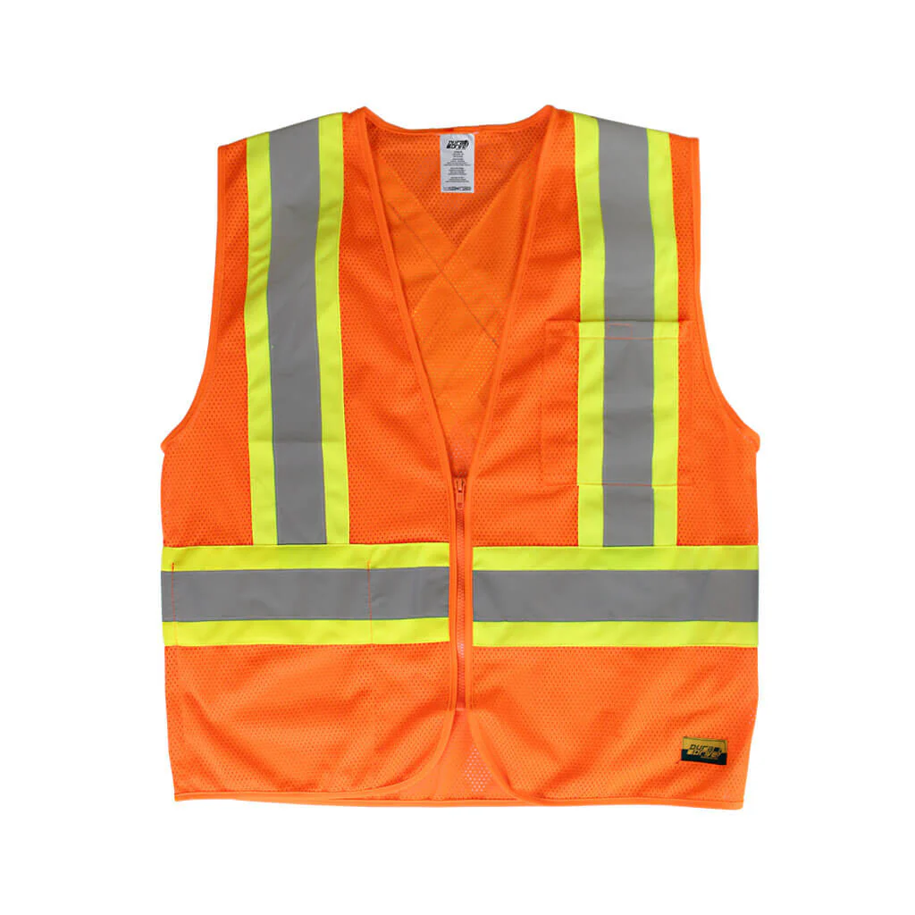 DuraDrive Mens Orange Hi-Vis Class 2 Level 2 Knitted Mesh Zipper Safety Vest - Image 3
