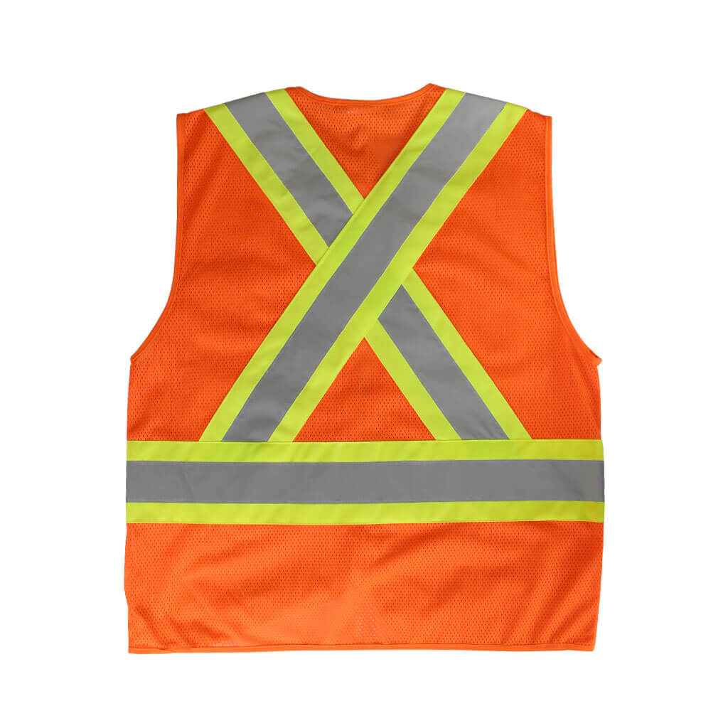 DuraDrive Mens Orange Hi-Vis Class 2 Level 2 Knitted Mesh Zipper Safety Vest - Image 5