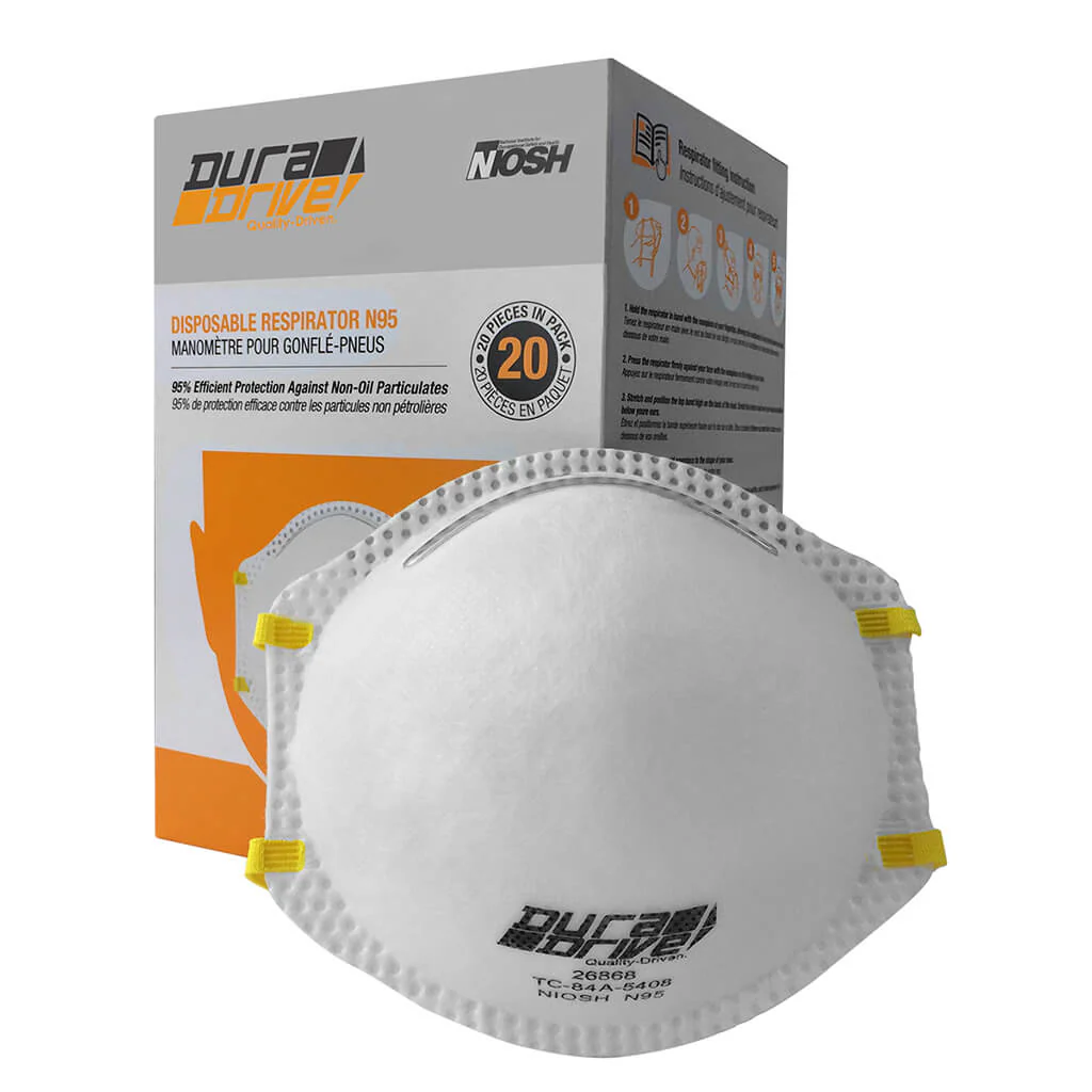 DuraDrive N95 NIOSH-Approved Industrial Disposable Non-Vented Dust Mask (20-Pack) - Image 2