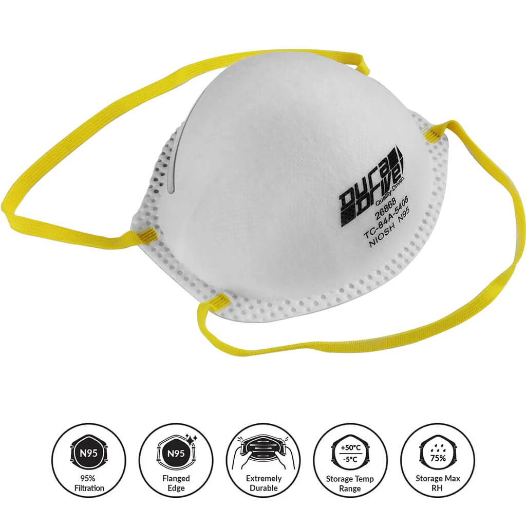 DuraDrive N95 NIOSH-Approved Industrial Disposable Non-Vented Dust Mask (20-Pack) - Image 5