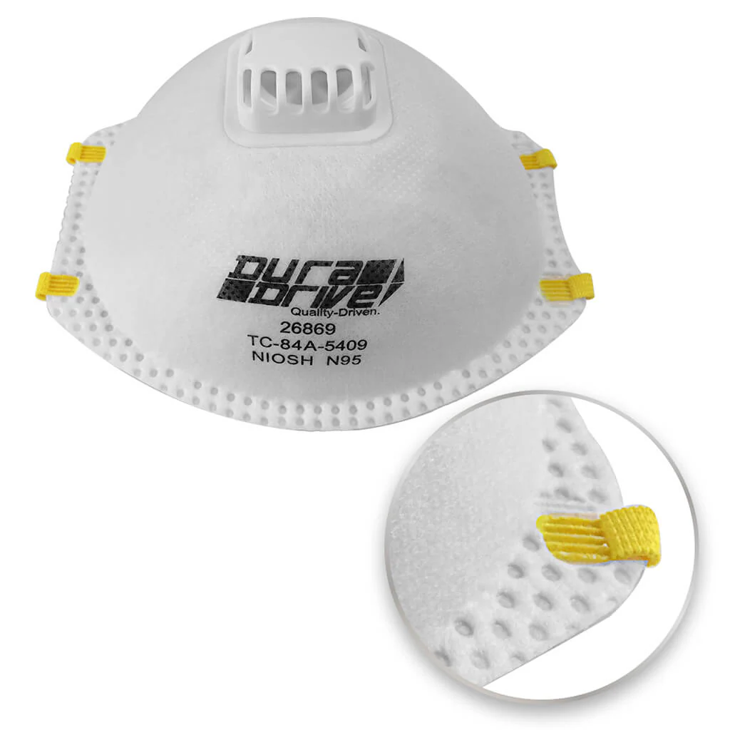 DuraDrive N95 NIOSH-Approved Industrial Disposable Dust Masks with Exhalation Valve (10-Pack) - Image 5