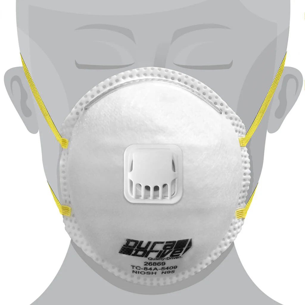 DuraDrive N95 NIOSH-Approved Industrial Disposable Dust Masks with Exhalation Valve (10-Pack) - Image 7