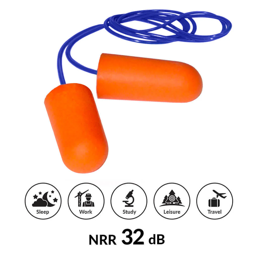 DuraDrive Orange Disposable Corded Foam Earplug with 32 dB NRR (100-Pair) - Image 4