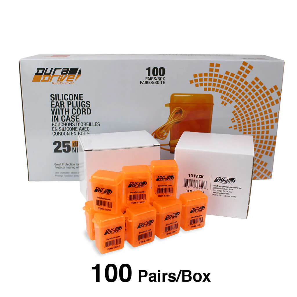 DuraDrive Orange Reusable Corded Triple-Flange Silicone Earplug with 25 dB NRR (100-Pairs) - Image 3