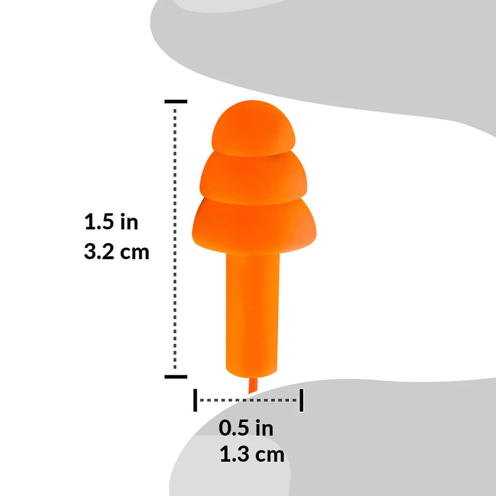 DuraDrive Orange Reusable Corded Triple-Flange Silicone Earplug with 25 dB NRR (200-Pair) - Image 6